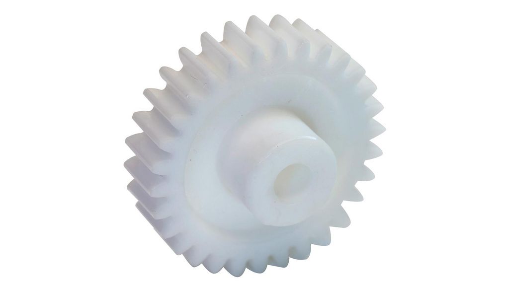 18 Teeth Spur Gear, 1 Module, 4mm Bore Diam, 18mm Pitch Diam, 9mm Hub Diam
