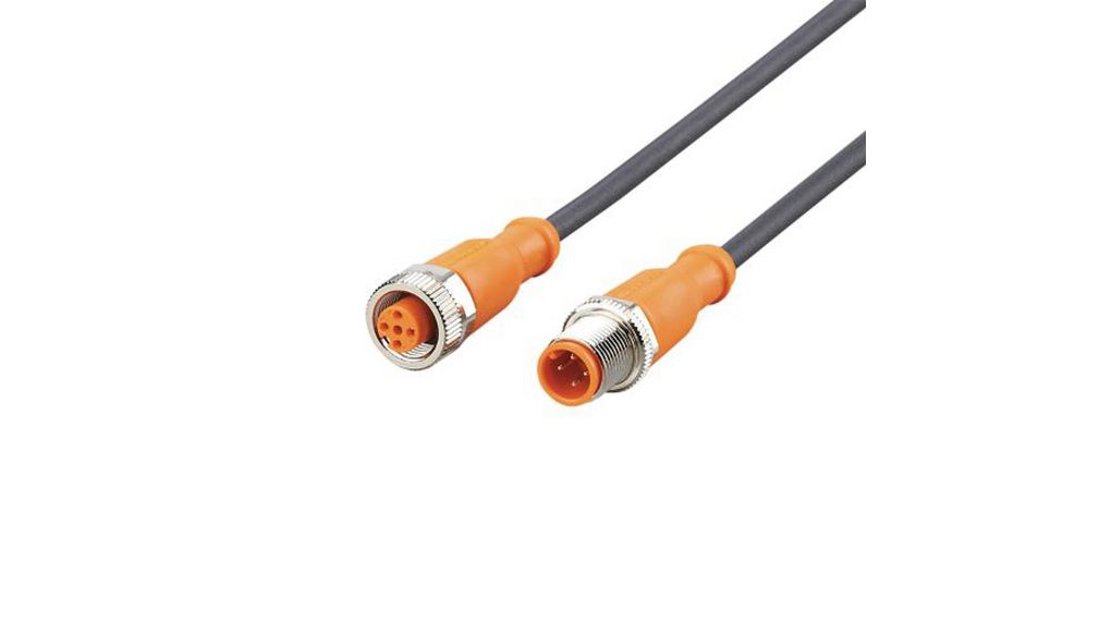 Cordon, Prise M12 - Fiche M12, 4 Conducteurs, 10m, IP67, Noir