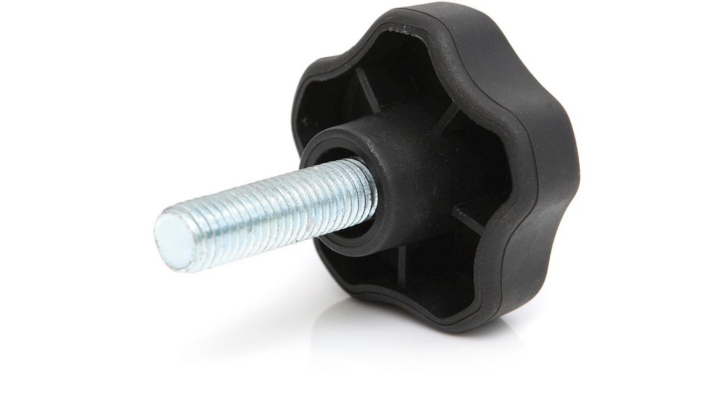 Black Multiple Lobes Clamping Knob, M8, Threaded Stud, M8, Noir, Lot de 10 pièces