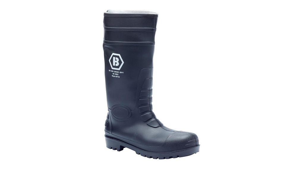 L & M Young SF43 Black Steel Toe Capped Unisex Safety Wellingtons, UK 10, EU 44