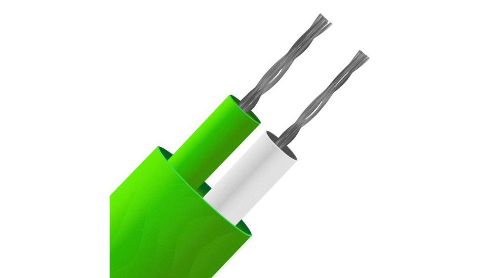 Type K Thermocouple Cable/Wire, 100m, Unscreened, PFA Insulation, +260°C Max, 1/0.315mm