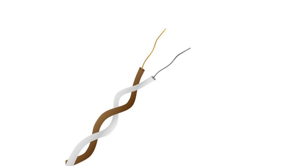 Type T Thermocouple Cable/Wire, 50m, Unscreened, PFA Insulation, +260°C Max, 1/0.3mm