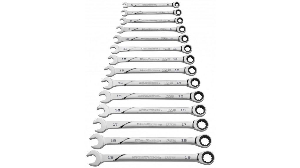 GearWrench 14-Piece Combination Ratchet Spanner Set, 6 → 19 mm, Steel