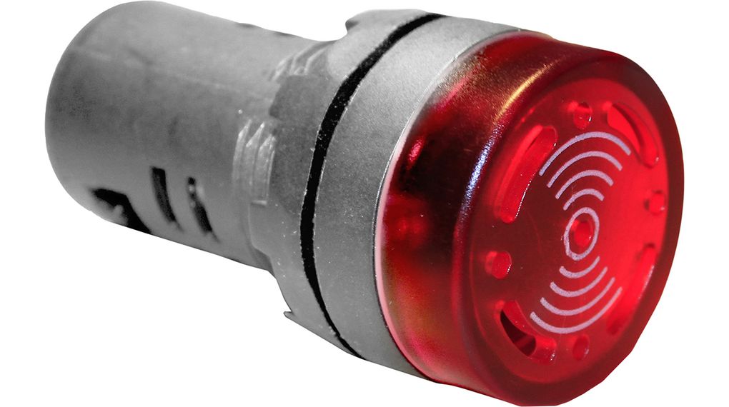 Indicatore acustico Rosso 24 VDC 20mA 120dB Polibutilentereftalato (PBT) Vite IP65