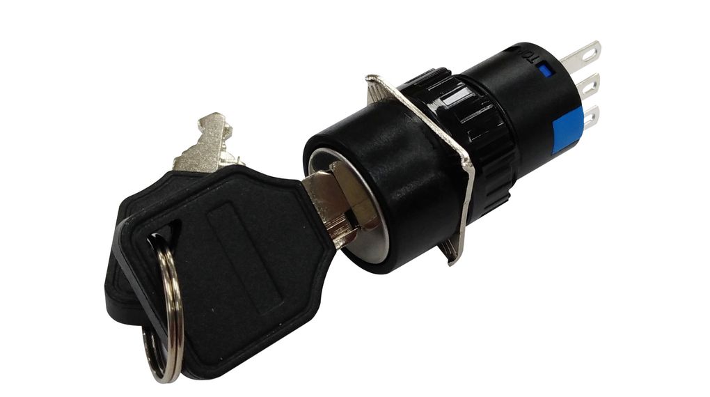 Industrial Keylock Switch 16mm 1CO 220 VAC 2-Pos 90° ON-ON