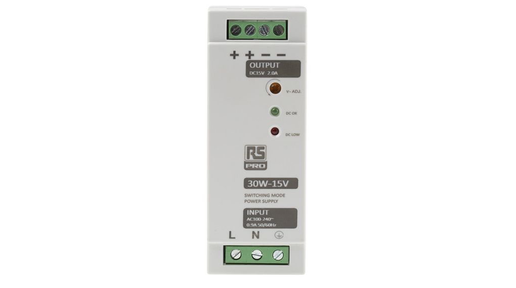 DIN Rail Power Supply 82% 15V 2A 30W Adjustable