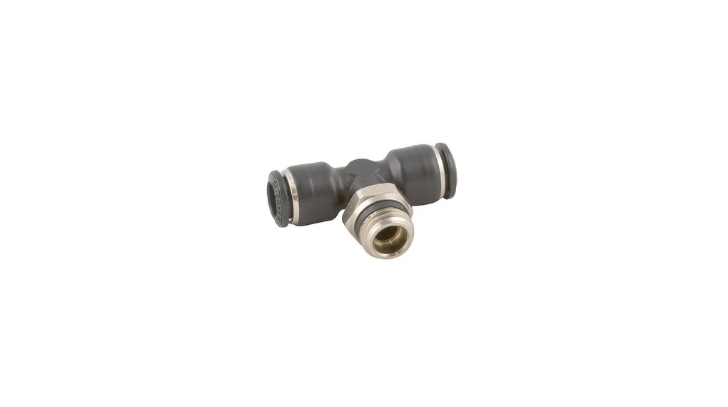 T-Fitting, R1/4", Male Thread, Ø10 mm, Push-In Connector, Ø10 mm, Push-In Connector, Brass, 53mm, Pack of 10 pieces