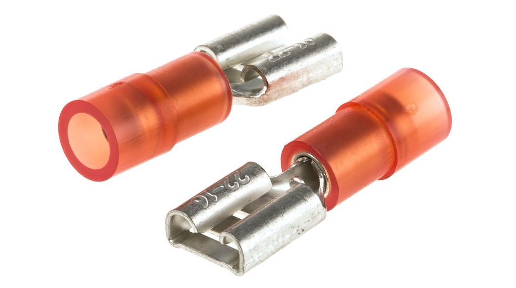 Spade Connector, Partially Insulated, Red, 0.5 ... 1.5mm², Socket, Pack of 100 pieces