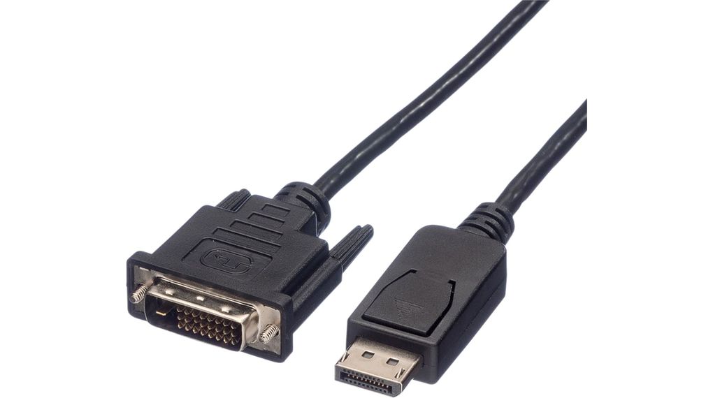 DisplayPort-DVI-kabel (24+1) hane-hane, DisplayPort hane - DVI-D 24 + 1-stifts hane, 1920 x 1200, 1m