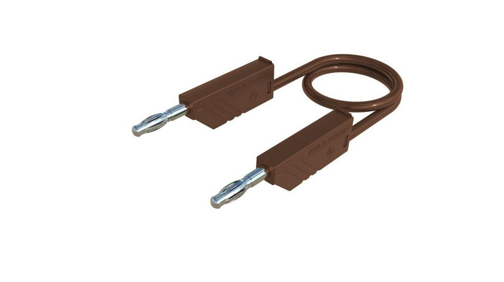 Laborkabel Polyamid 32A Messing, vernickelt 500mm Braun