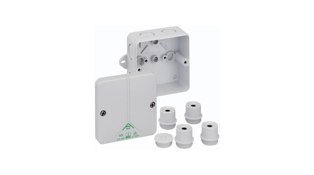 Junction Box, 2.5mm², 82x82x50mm, Cable Entries 8, Polystyrene