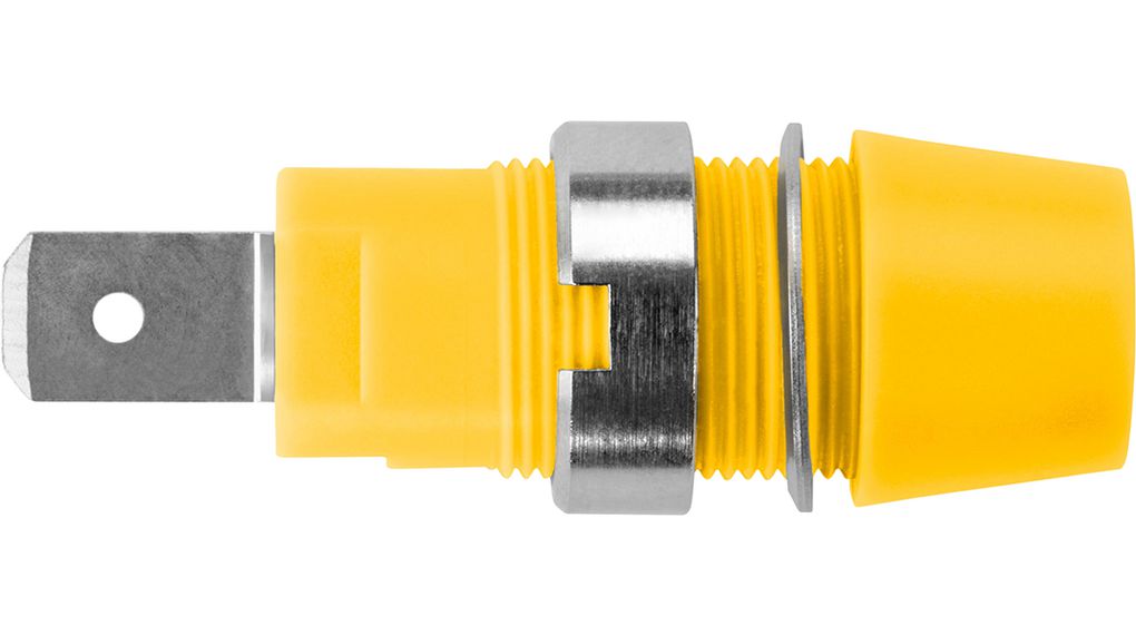 Safety Socket, Yellow, Nickel-Plated, 1kV, 32A