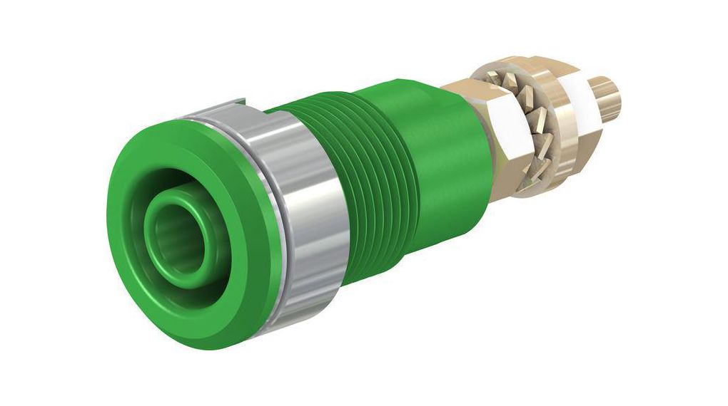 Banana Socket Green 4 mm Brass Gold 1kVAC 1kVDC 32A Solder Cup