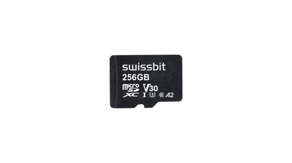Industriellt minneskort, microSD, 256GB, 97MB/s, 38MB/s, Svart