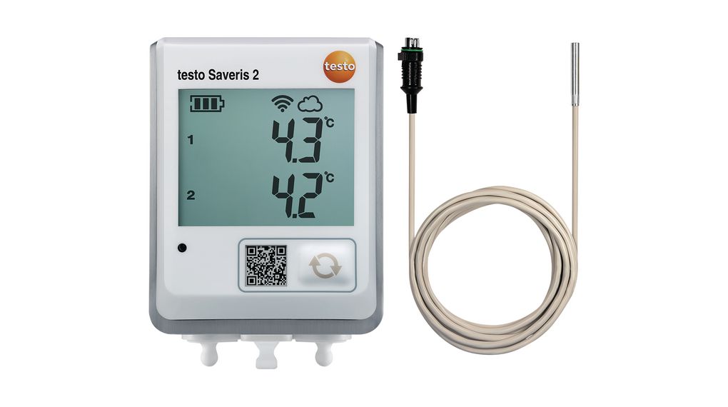 Testo Saveris 2-T2 Data Logger + NTC Temperature Probe, 2 Channels, Wi-Fi / USB, -50 ... 150°C, 10000 Measurements