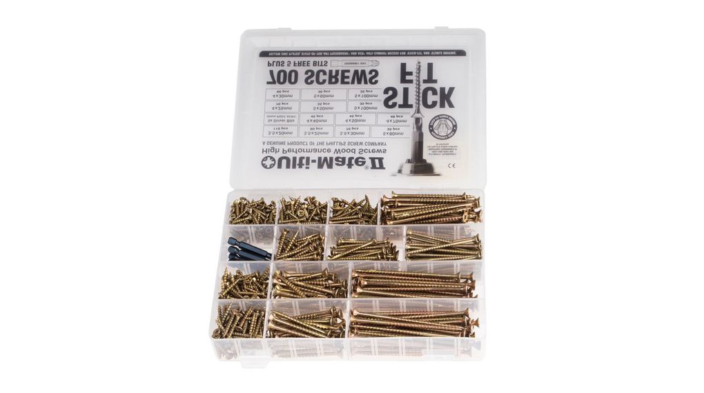 Schroef- en boutenset, Pozidriv, verzonken, 700 stuks, Staal