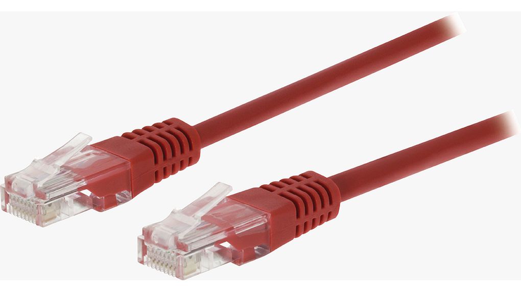 Patch Cable, RJ45 Plug - RJ45 Plug, CAT5e, U/UTP, 2m, Red