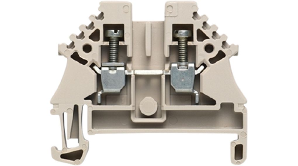 Terminal Block, Screw, Clamping Yoke, 2 Poles, 500V, 24A, 2.5mm², Dark Beige, Pack of 10 pieces