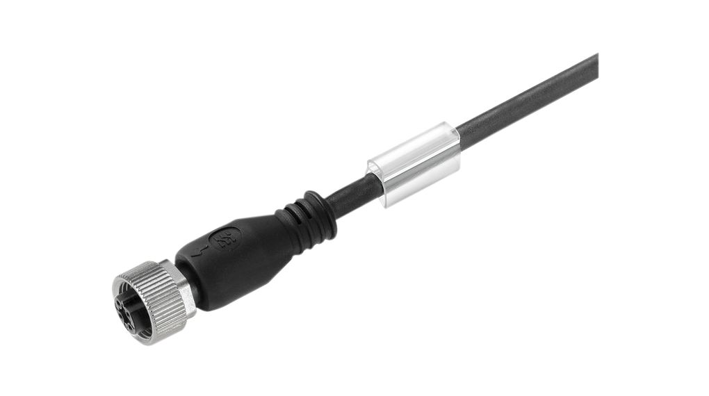 Cordset, M12 Socket - Bare End, 4 Conductors, 10m, IP68 / IP67 / IP66 / IP65, Black