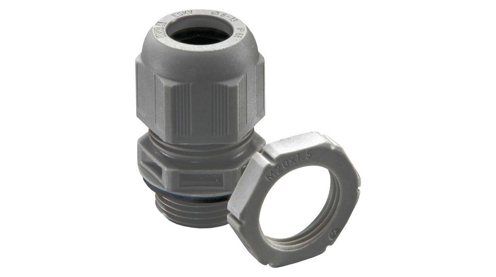 Cable Gland, 3 ... 7mm, M12, Polyamide, Grey