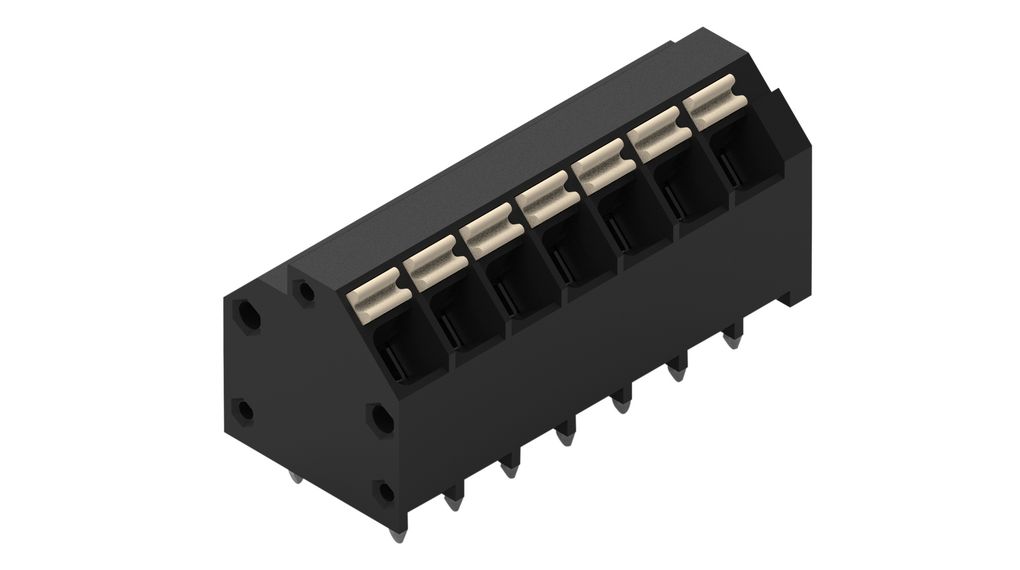 PCB Terminal Block for Reflow Soldering, 3.81mm Pitch, 45 °, Push-In, 7 Poles
