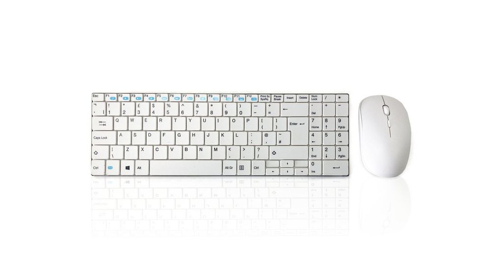Ceratech KYB-MINIMUSX-RFW Wireless RF Compact Keyboard, QWERTY (UK), White