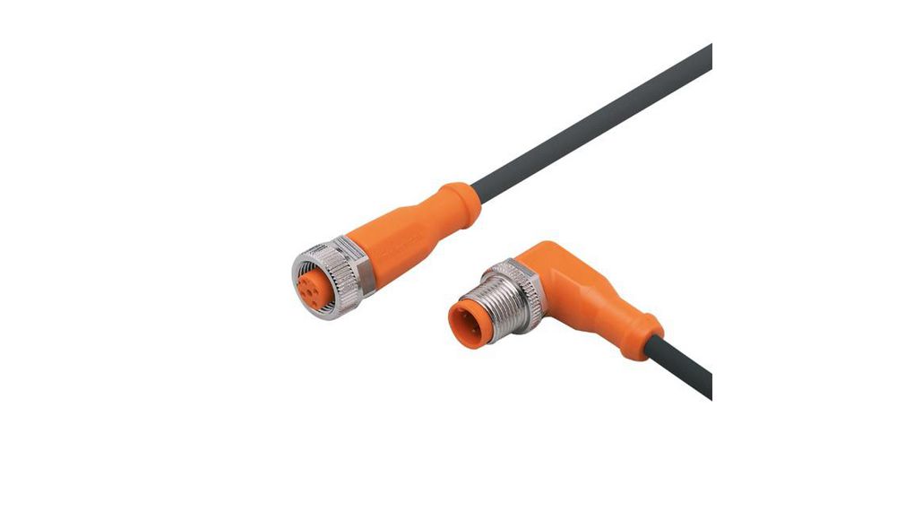 ifm electronic Male 1 way M12 to Female 1 way M12 Actuator/Sensor Cable, 1.6 m Conductors, 1.6m, IP65 / IP67 / IP68 / IP69K, Black