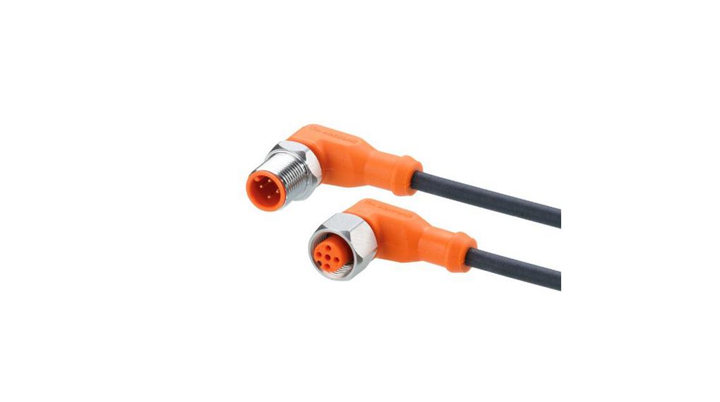 ifm electronic Male 1 way M12 to Female 1 way M12 Sensor Actuator Cable, 2 m Conducteurs, 2m, IP65 / IP67 / IP68 / IP69K, Noir