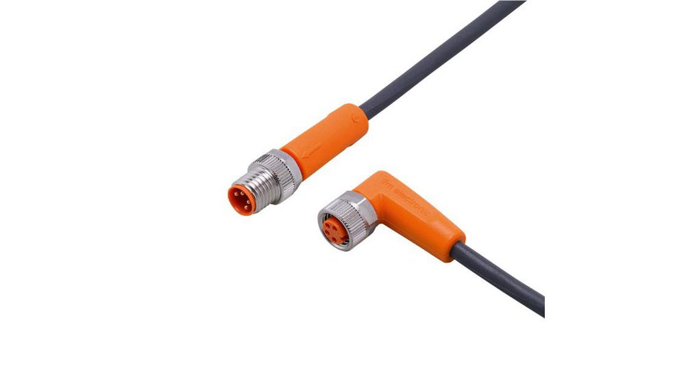 ifm electronic Male 1 way M8 to Female 1 way M8 Sensor Actuator Cable, 0.3 m, Straight Conductors, 300mm, IP65 / IP67 / IP68 / IP69K, Black