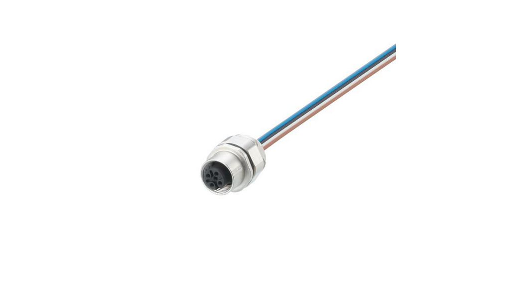 ifm electronic Circular Connector, 1 Contacts, Screw, M12 Connector, Socket, Female, IP68, E124 Series, Fiche, 1 Contacts, 4A, 125V, IP68