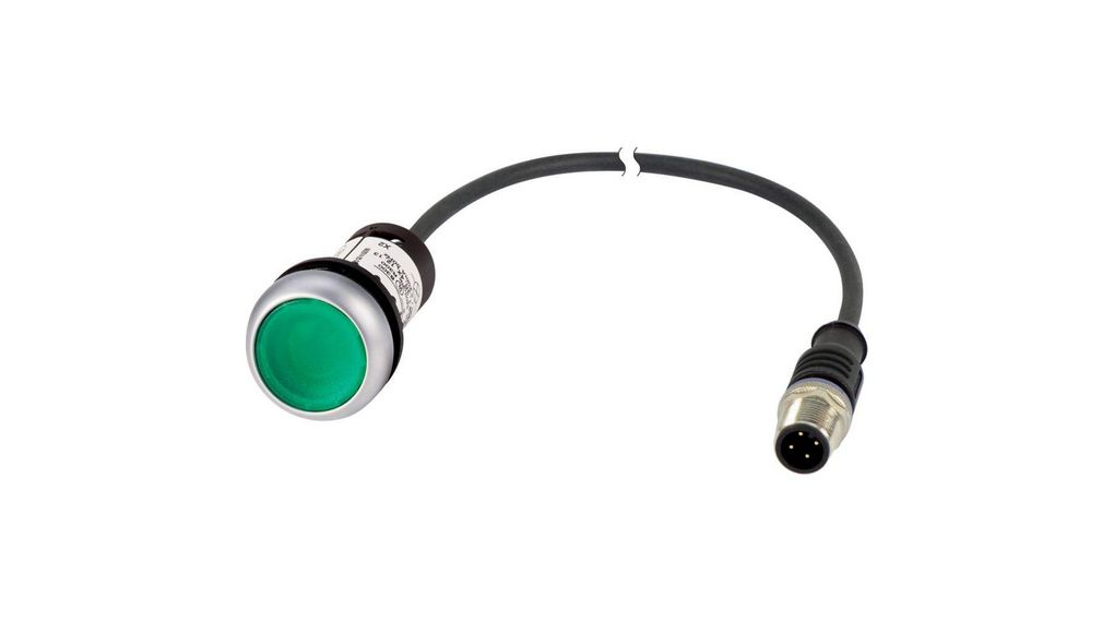 Eaton Series C22 Series Illuminated Illuminated Push Button Switch, Momentary, Threaded, 22.5mm Cutout, 1NO, Green LED,