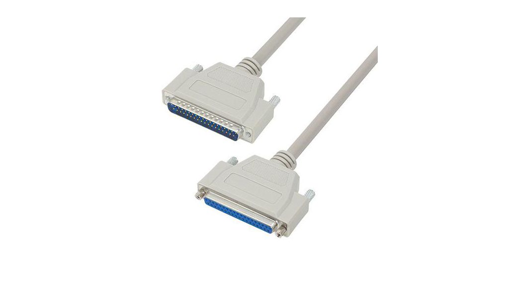 Male D-Sub to Female D-Sub Cable Assembly Polyvinyl Chloride Hellgrau