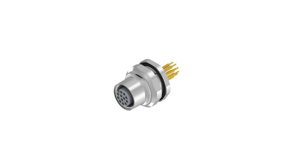 Circular Connector, 12 Contacts, Panel, M12 Connector, Socket, Female, IP67, 43 Series, Plug, 12 Contacts, 1.5A, 30V, IP67