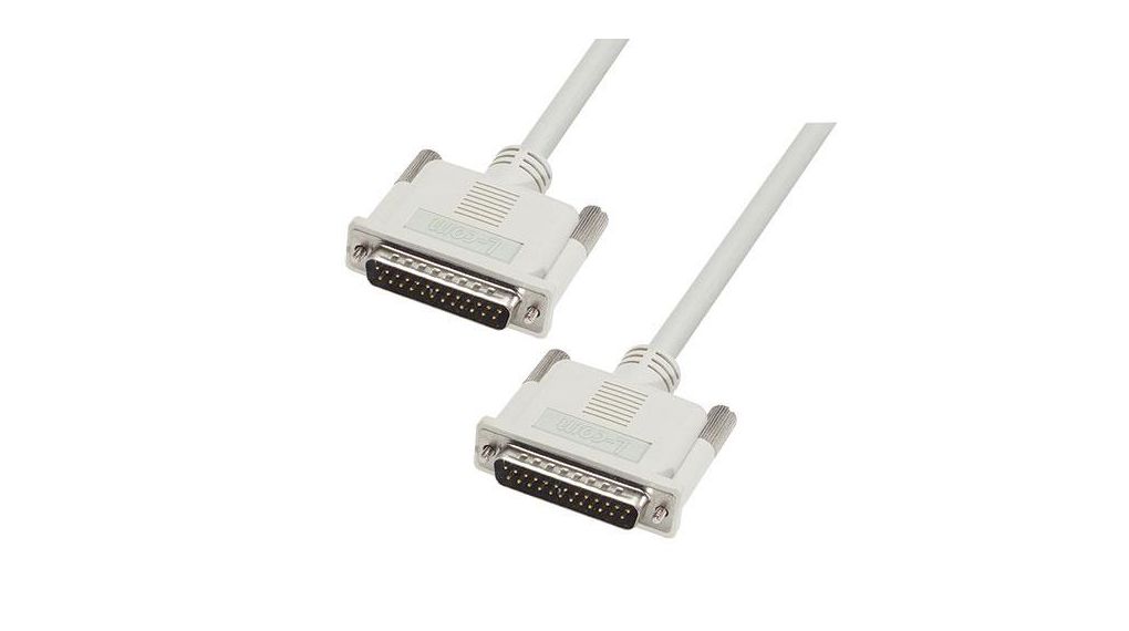 Male D-Sub 25-Pin to Male DB25 Cable Assembly, 10 ft Polyvinyl Chloride, CS2N25MM Series 3.05m Gris clair