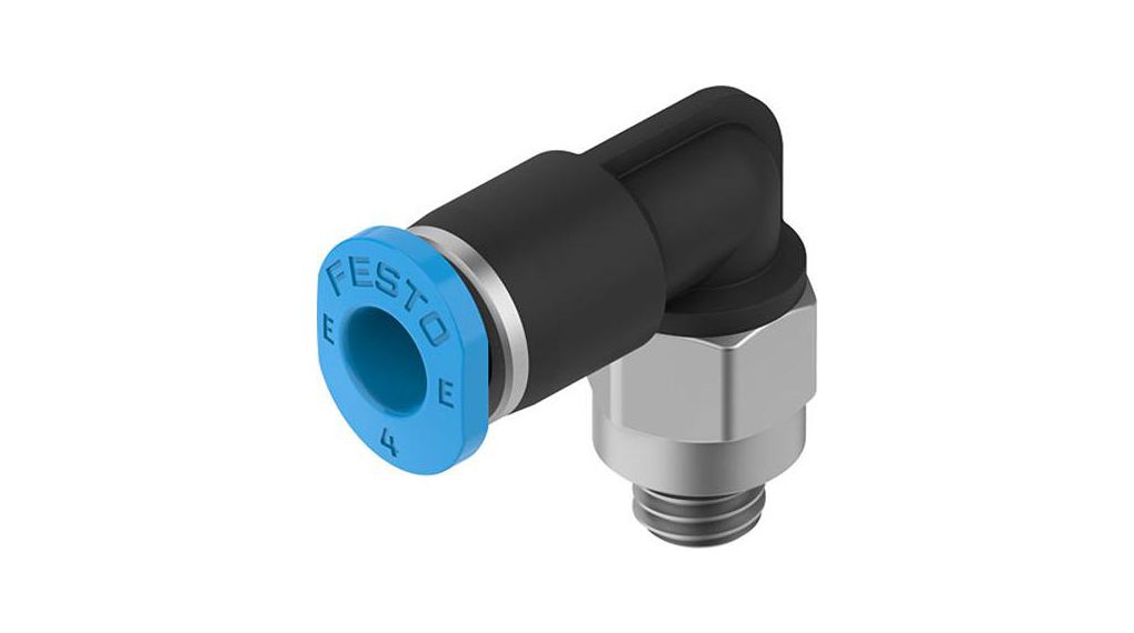 Festo NPQE-L Series Push-in Fitting, M5 to Push In 4 mm, Threaded Connection Style, NPQE-L-M5-Q4-F1A-P10