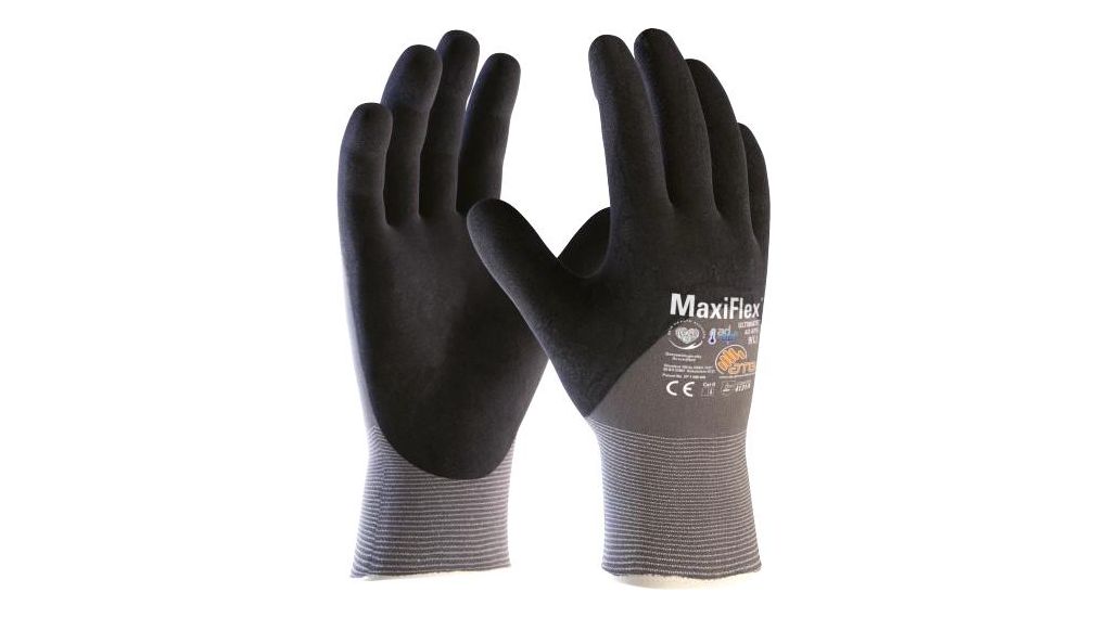 ATG Maxiflex Ultimate Grey Nylon, Spandex Abrasion Resistant, Cut Resistant, Puncture Resistant, Tear Resistant Work, Packung à 12 Paar