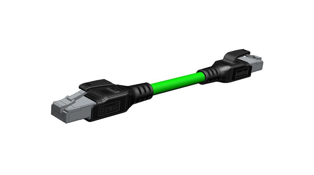 1203410602 | Molex 2 m, Green RJ45 to Female RJ45 Male, Shielded, Green ...