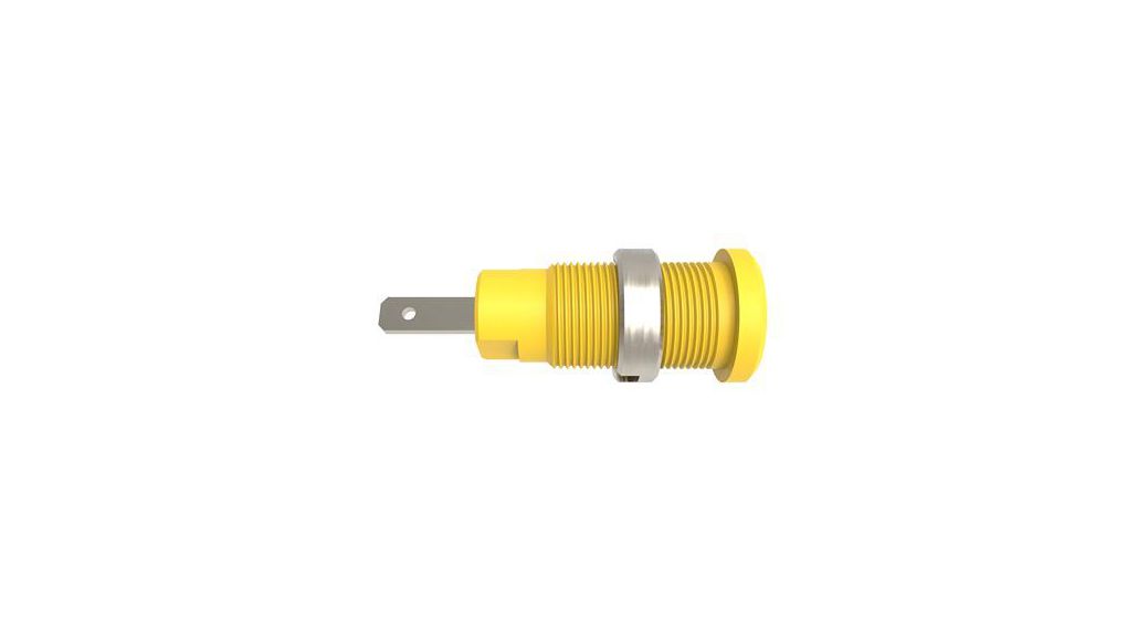 Yellow Female Banana Connector, 2 mm Connector, Tab Termination, 600 V, Nickel Plating
