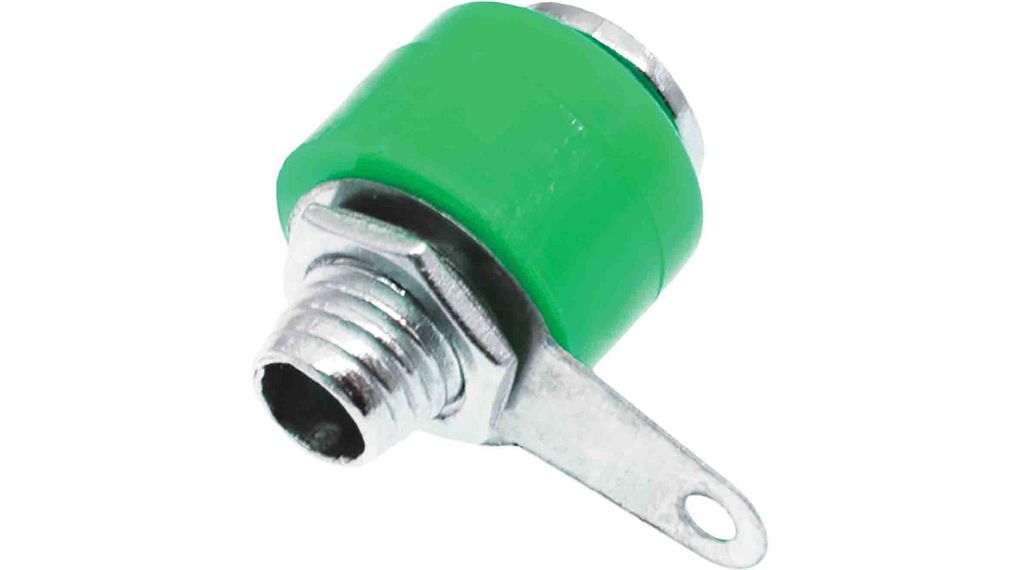 Green Female Banana Socket, 4 mm Connector, Solder Termination, 19A, 30V, Nickel Plating Pack of 5 pieces