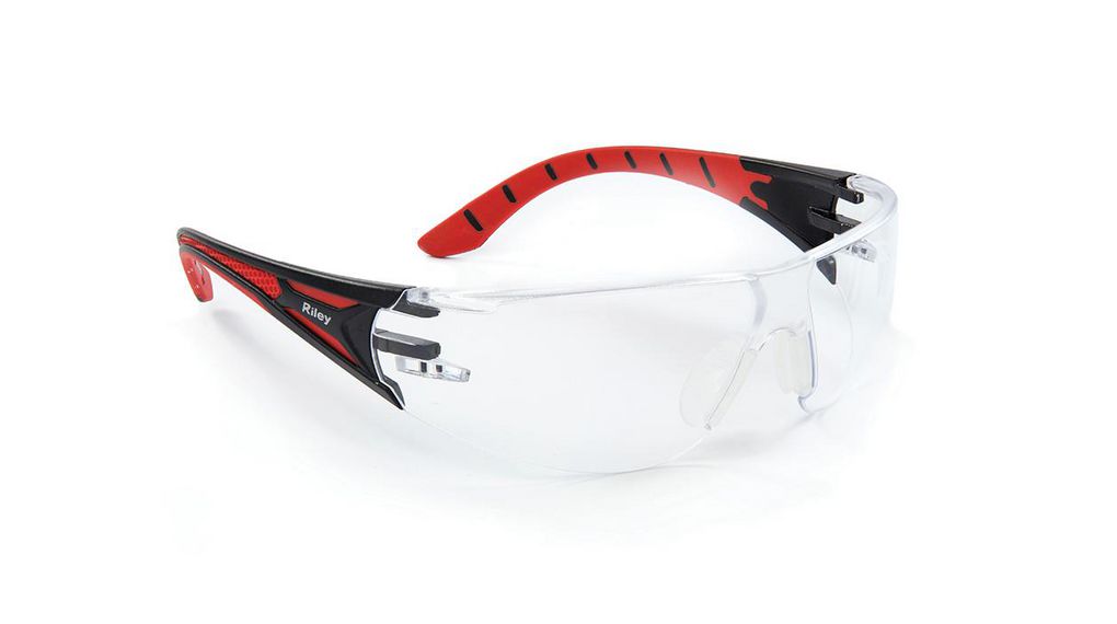 Riley STREAM RED Anti-Mist UV Safety Glasses, Clear Polycarbonate Lens