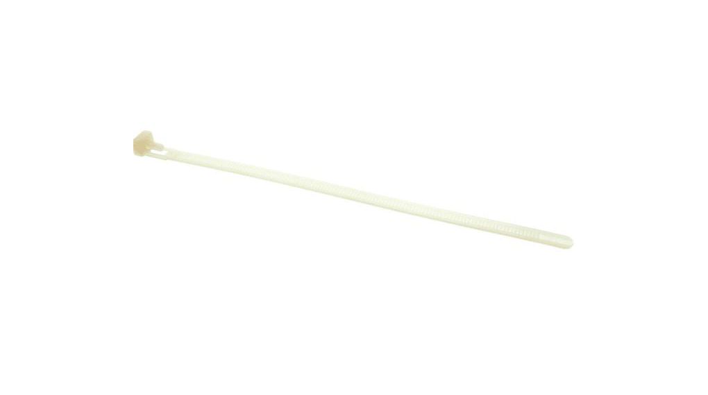 Cable Tie, Releasable, 250mm x 7.6 mm, Natural Nylon, Pk-250 250, 215.6N, Pack of 250 pieces