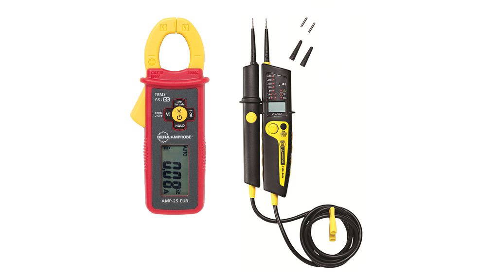 Current Clamp Meter with Voltage and Continuity Tester Kit, TRMS AC + DC, LCD, 300A