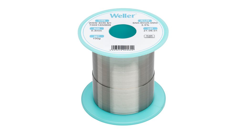 Solder Wire, 0.3mm, Sn99.3/Cu0.6/Ni0.05, 100g