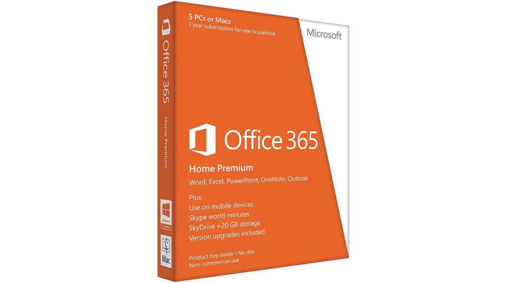 Office 365 Home Premium, 1 anno, Digitale, Software, Vendita al dettaglio, Italian