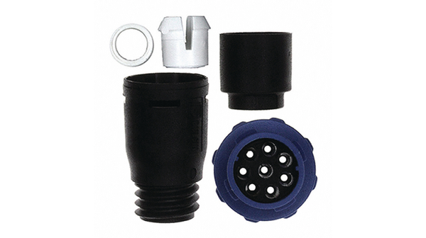 Connecteur cylindrique, Fiche, 8 Contacts, 5A, 125VAC/VDC, IP69K