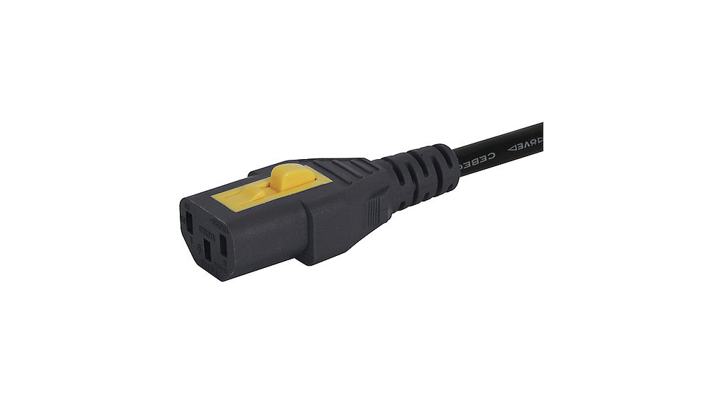 AC Power Cable, USA Male - IEC 60320 C13, 2m, Black