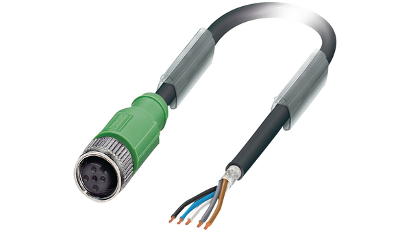 Kabelsatz, M12-Buchse - Offene Enden, 5 Leiter, 5m, IP65 / IP67, Schwarz / Grau