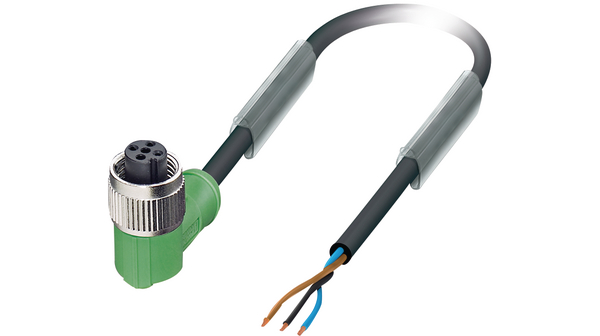 Cordset, M12 Socket - Bare End, 4 Conductors, 10m, IP65 / IP67 / IP68, Black / Grey