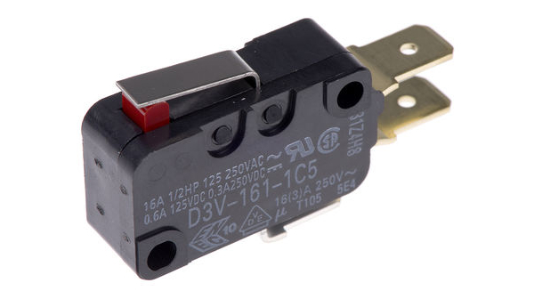 Micro Switch, D3V, 16A, 1CO, 1.96N, Short Hinge Lever