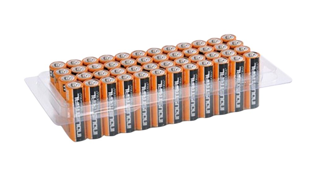 Primary Battery, Alkaline, AA, 1.5V, Industrial, Pack of 48 pieces